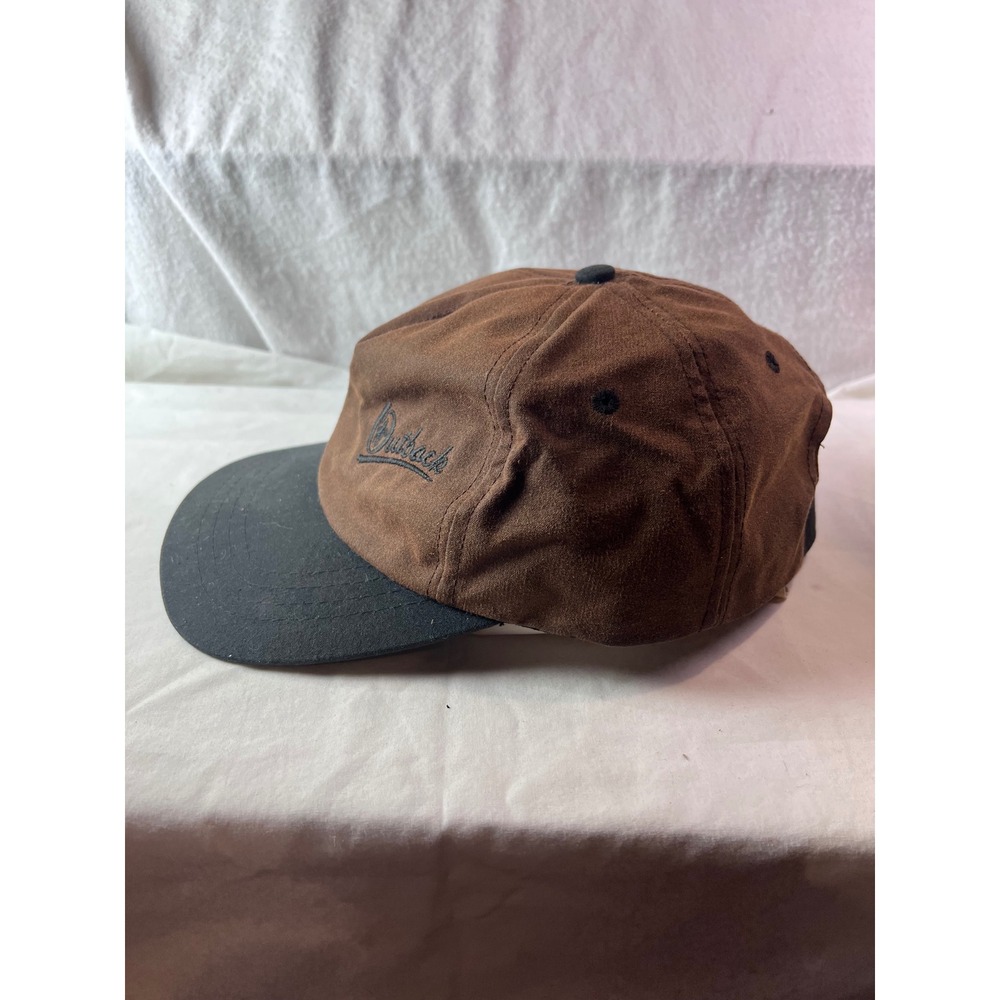 Outback Trading Co Aussie Slugger Cap Brown Black Cotton Oilskin Hat 1483 OSFA